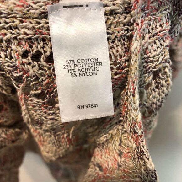 J Jill Crochet Open Knit Diamond Pattern Speckled Sweater in Pebbled Multi Sz XL - Picture 5 of 6